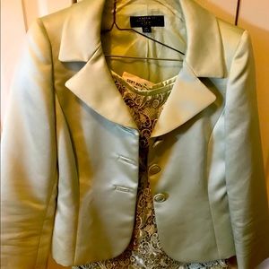 Tahari/Arthur S. Levine Petite Ceylon Green Skirt Suit